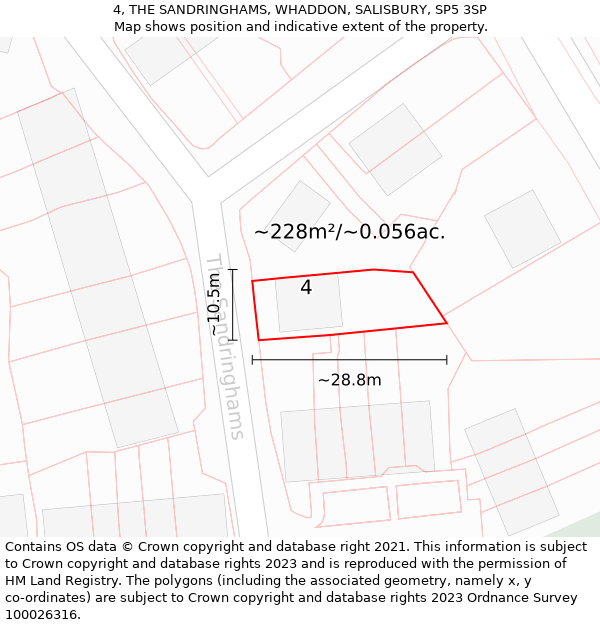 4, THE SANDRINGHAMS, WHADDON, SALISBURY, SP5 3SP: Plot and title map