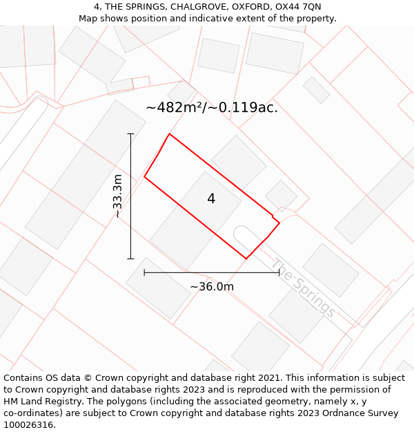 4, THE SPRINGS, CHALGROVE, OXFORD, OX44 7QN: Plot and title map