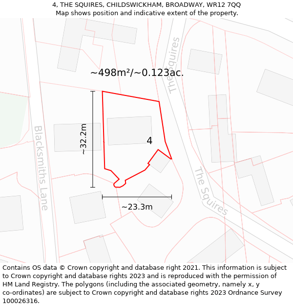 4, THE SQUIRES, CHILDSWICKHAM, BROADWAY, WR12 7QQ: Plot and title map