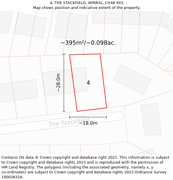 4, THE STACKFIELD, WIRRAL, CH48 9XS: Plot and title map