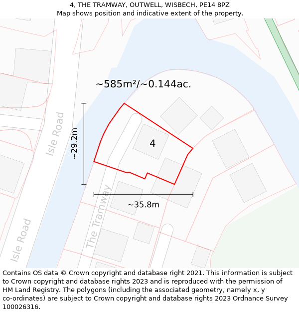 4, THE TRAMWAY, OUTWELL, WISBECH, PE14 8PZ: Plot and title map