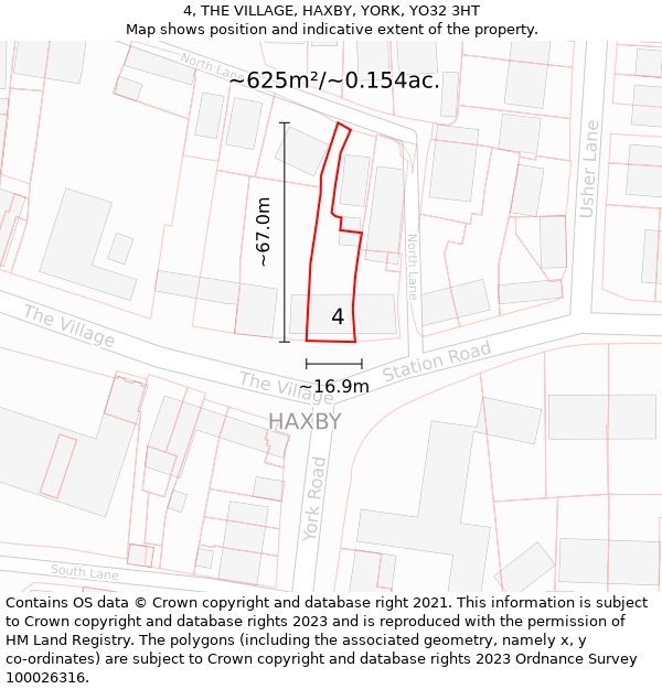 4, THE VILLAGE, HAXBY, YORK, YO32 3HT: Plot and title map