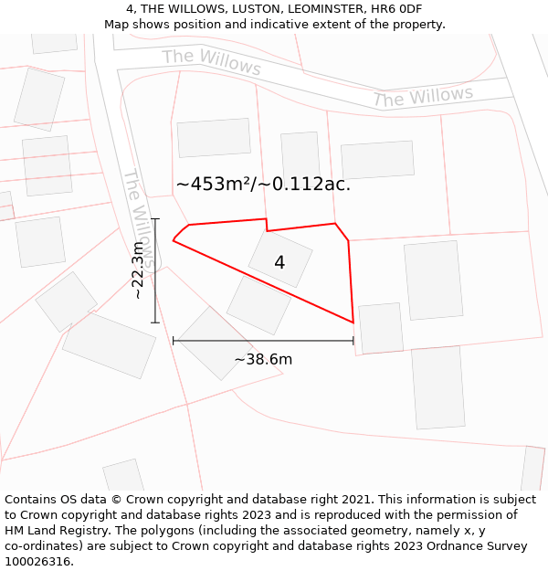 4, THE WILLOWS, LUSTON, LEOMINSTER, HR6 0DF: Plot and title map