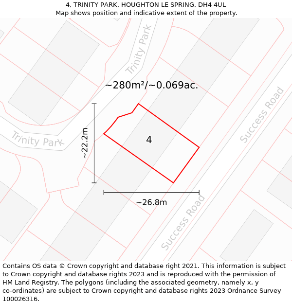 4, TRINITY PARK, HOUGHTON LE SPRING, DH4 4UL: Plot and title map