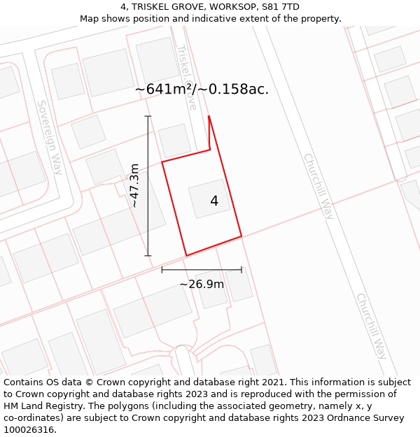 4, TRISKEL GROVE, WORKSOP, S81 7TD: Plot and title map