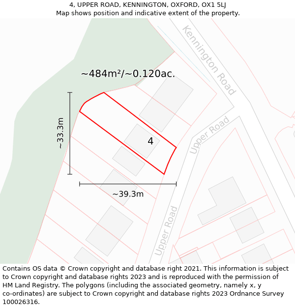 4, UPPER ROAD, KENNINGTON, OXFORD, OX1 5LJ: Plot and title map