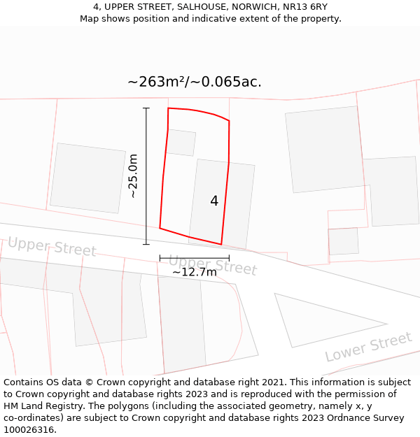 4, UPPER STREET, SALHOUSE, NORWICH, NR13 6RY: Plot and title map