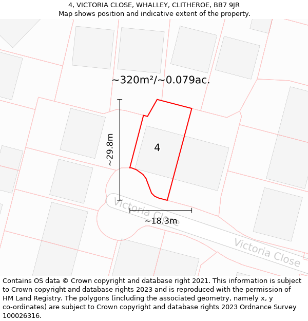 4, VICTORIA CLOSE, WHALLEY, CLITHEROE, BB7 9JR: Plot and title map