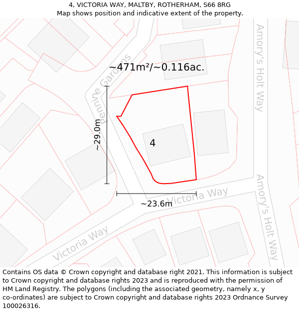 4, VICTORIA WAY, MALTBY, ROTHERHAM, S66 8RG: Plot and title map