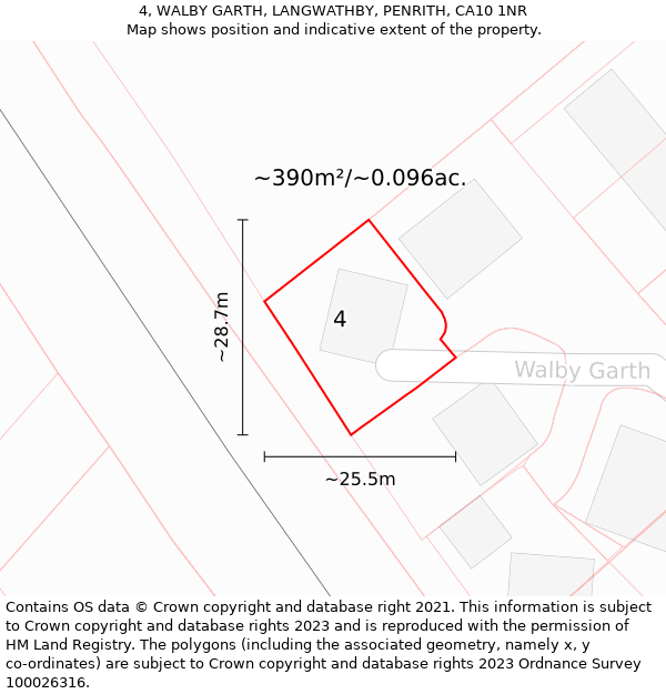 4, WALBY GARTH, LANGWATHBY, PENRITH, CA10 1NR: Plot and title map