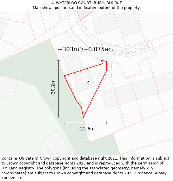 4, WATERLOO COURT, BURY, BL9 0UE: Plot and title map