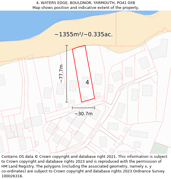 4, WATERS EDGE, BOULDNOR, YARMOUTH, PO41 0XB: Plot and title map