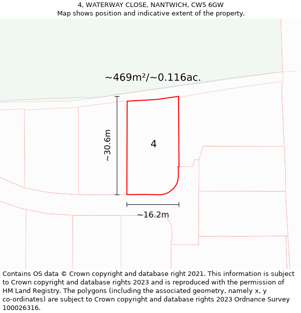 4, WATERWAY CLOSE, NANTWICH, CW5 6GW: Plot and title map