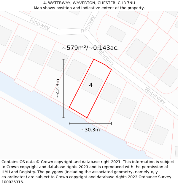 4, WATERWAY, WAVERTON, CHESTER, CH3 7NU: Plot and title map