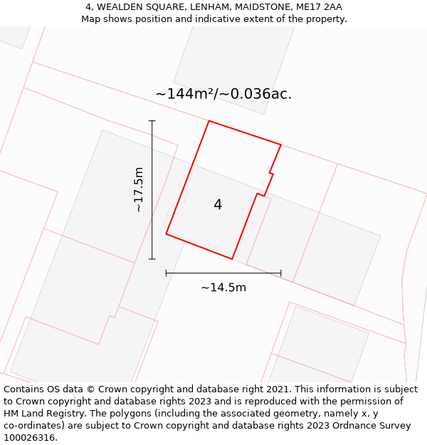 4, WEALDEN SQUARE, LENHAM, MAIDSTONE, ME17 2AA: Plot and title map