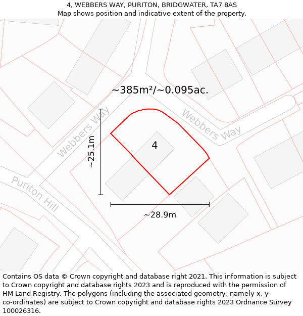 4, WEBBERS WAY, PURITON, BRIDGWATER, TA7 8AS: Plot and title map