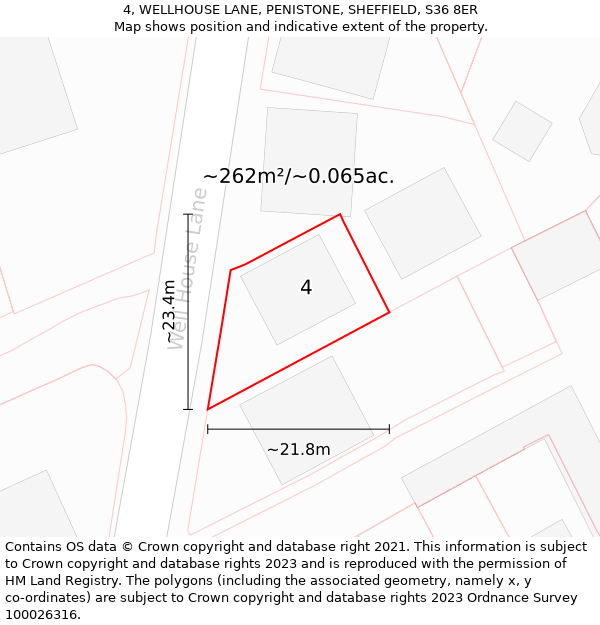 4, WELLHOUSE LANE, PENISTONE, SHEFFIELD, S36 8ER: Plot and title map