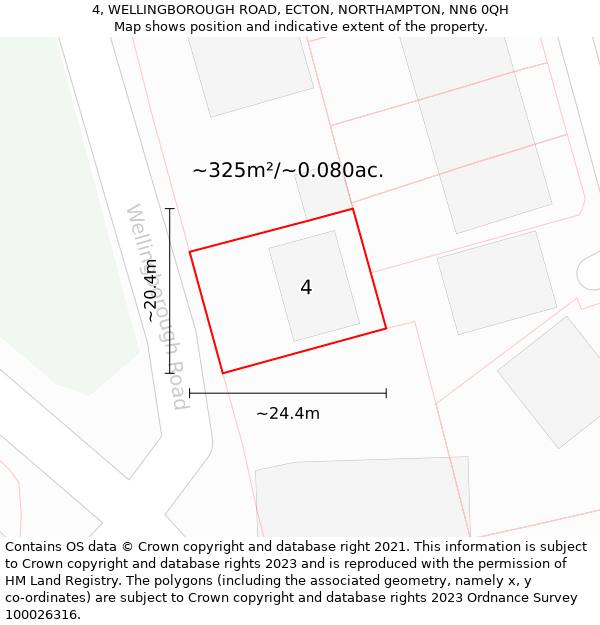 4, WELLINGBOROUGH ROAD, ECTON, NORTHAMPTON, NN6 0QH: Plot and title map