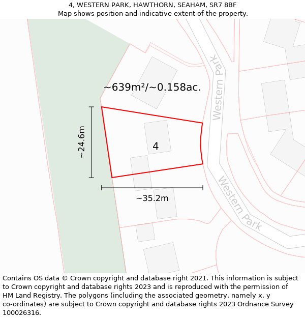 4, WESTERN PARK, HAWTHORN, SEAHAM, SR7 8BF: Plot and title map