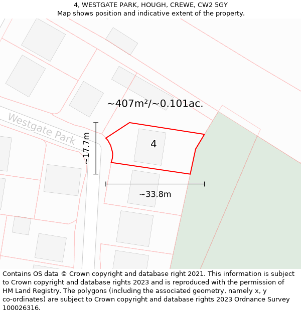 4, WESTGATE PARK, HOUGH, CREWE, CW2 5GY: Plot and title map