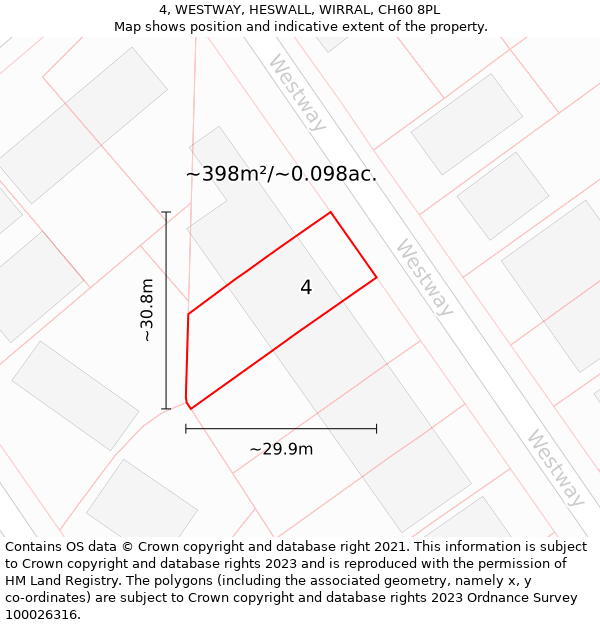 4, WESTWAY, HESWALL, WIRRAL, CH60 8PL: Plot and title map