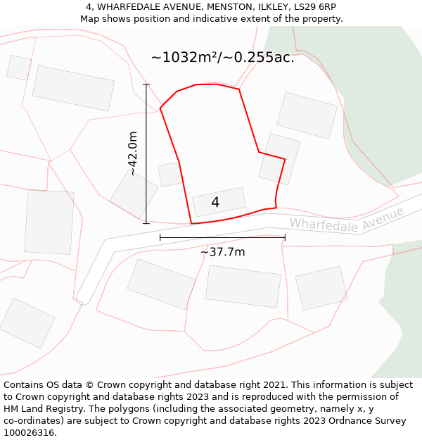 4, WHARFEDALE AVENUE, MENSTON, ILKLEY, LS29 6RP: Plot and title map