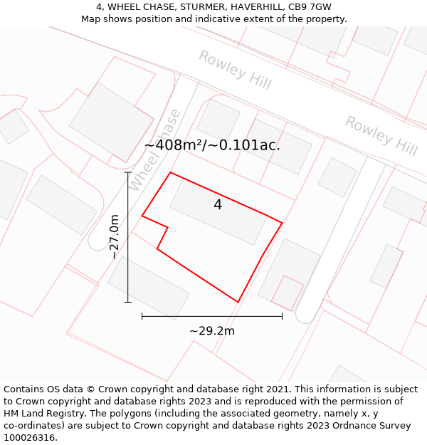 4, WHEEL CHASE, STURMER, HAVERHILL, CB9 7GW: Plot and title map