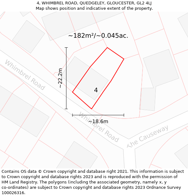 4, WHIMBREL ROAD, QUEDGELEY, GLOUCESTER, GL2 4LJ: Plot and title map