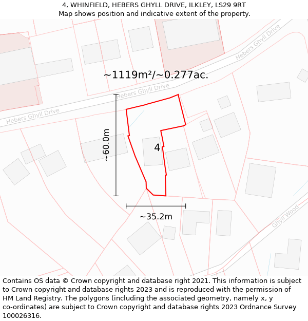 4, WHINFIELD, HEBERS GHYLL DRIVE, ILKLEY, LS29 9RT: Plot and title map