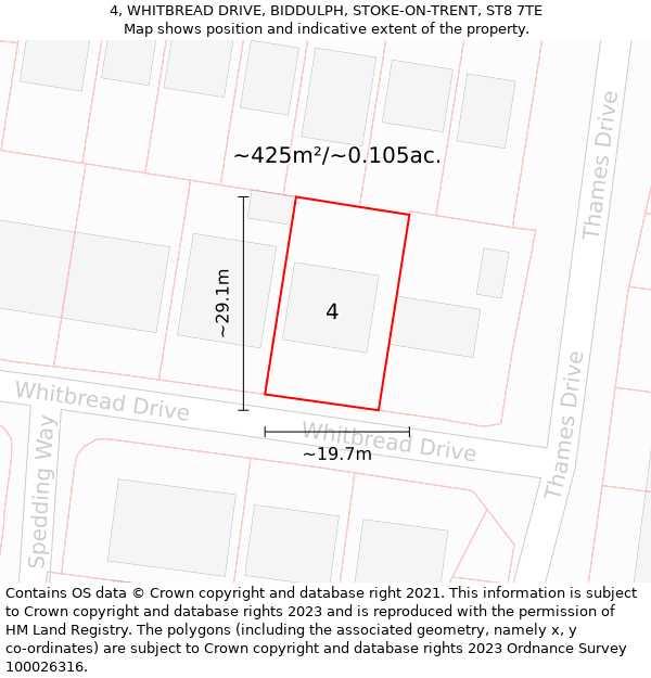 4, WHITBREAD DRIVE, BIDDULPH, STOKE-ON-TRENT, ST8 7TE: Plot and title map