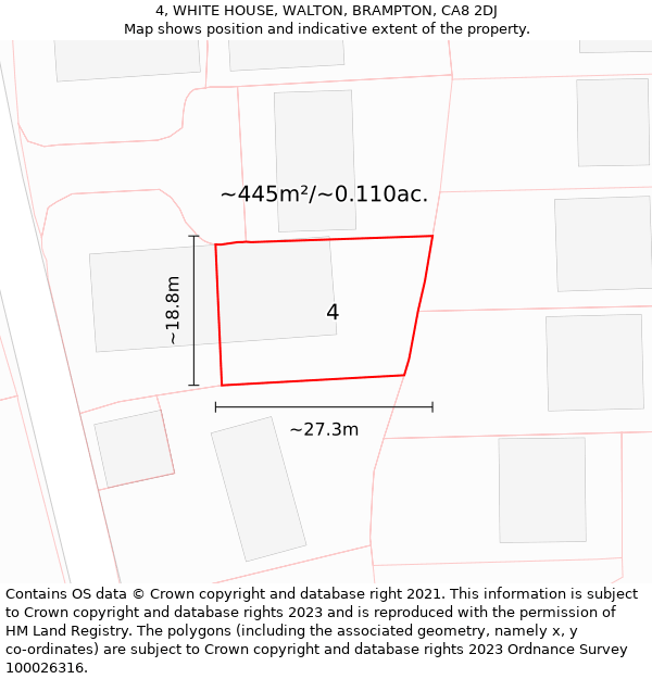 4, WHITE HOUSE, WALTON, BRAMPTON, CA8 2DJ: Plot and title map