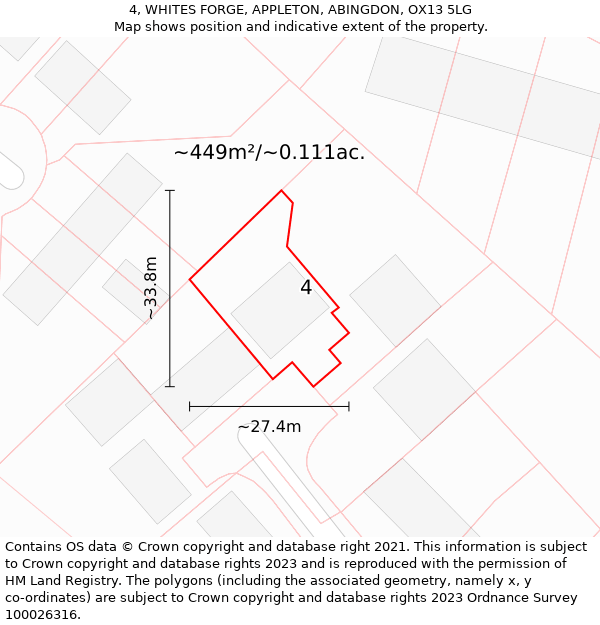 4, WHITES FORGE, APPLETON, ABINGDON, OX13 5LG: Plot and title map