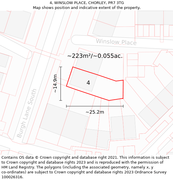 4, WINSLOW PLACE, CHORLEY, PR7 3TG: Plot and title map