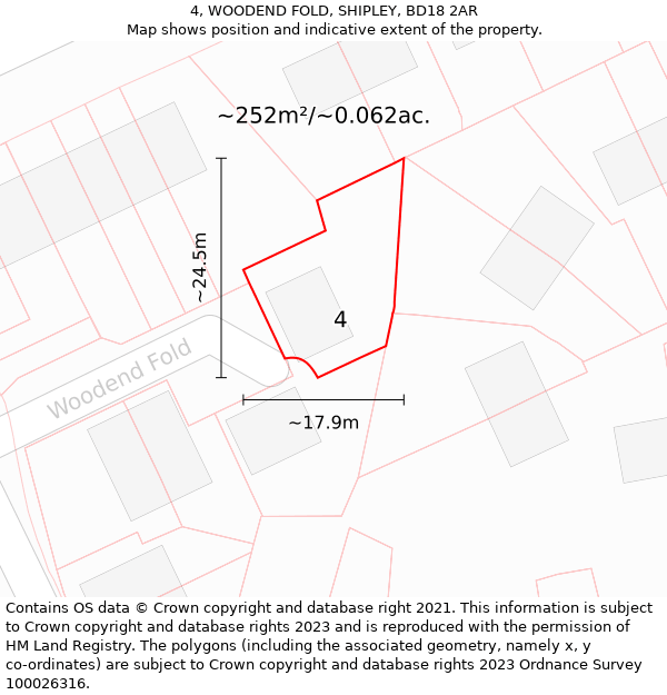 4, WOODEND FOLD, SHIPLEY, BD18 2AR: Plot and title map