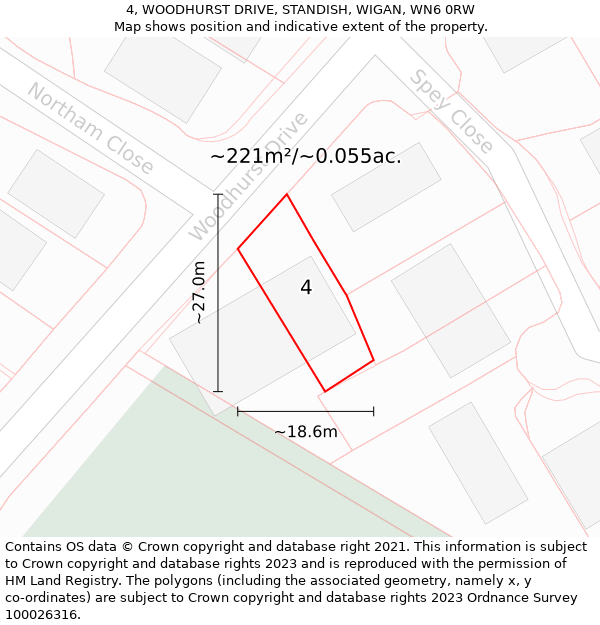 4, WOODHURST DRIVE, STANDISH, WIGAN, WN6 0RW: Plot and title map