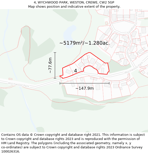 4, WYCHWOOD PARK, WESTON, CREWE, CW2 5GP: Plot and title map