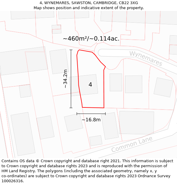 4, WYNEMARES, SAWSTON, CAMBRIDGE, CB22 3XG: Plot and title map