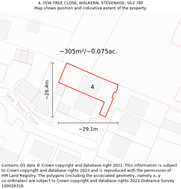 4, YEW TREE CLOSE, WALKERN, STEVENAGE, SG2 7BF: Plot and title map