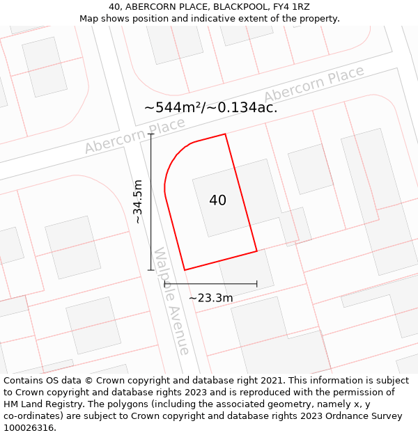 40, ABERCORN PLACE, BLACKPOOL, FY4 1RZ: Plot and title map