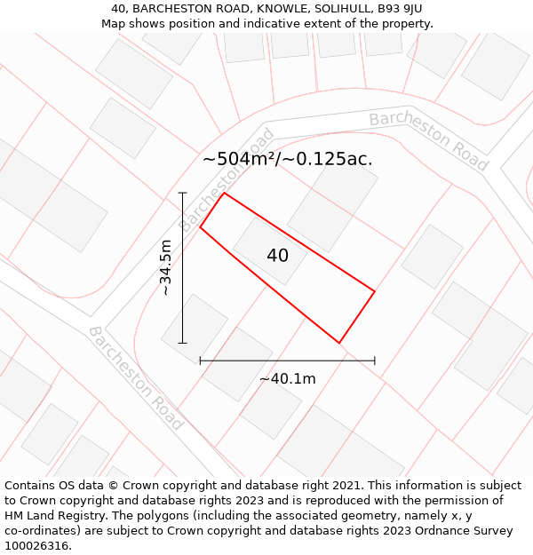 40, BARCHESTON ROAD, KNOWLE, SOLIHULL, B93 9JU: Plot and title map