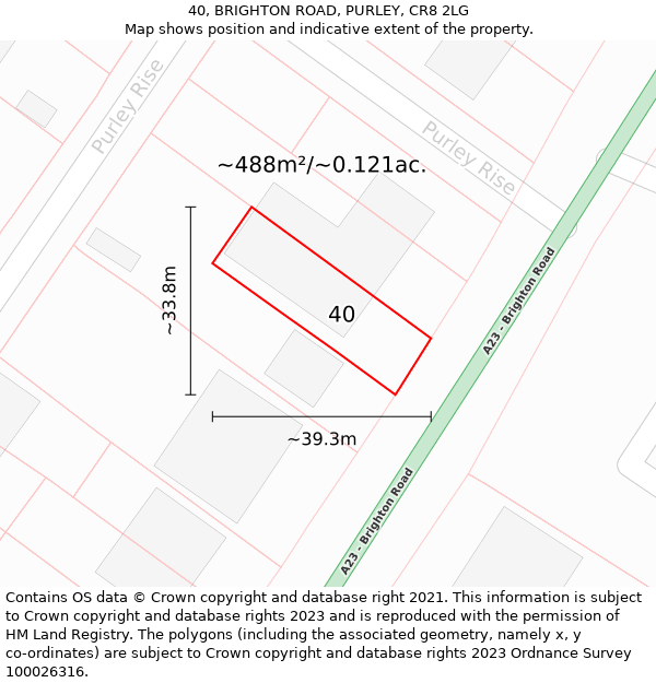 40, BRIGHTON ROAD, PURLEY, CR8 2LG: Plot and title map