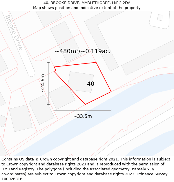 40, BROOKE DRIVE, MABLETHORPE, LN12 2DA: Plot and title map