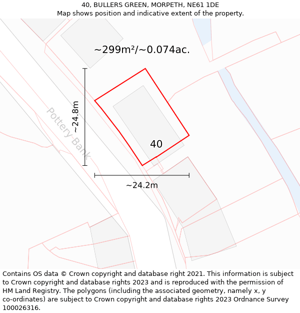 40, BULLERS GREEN, MORPETH, NE61 1DE: Plot and title map