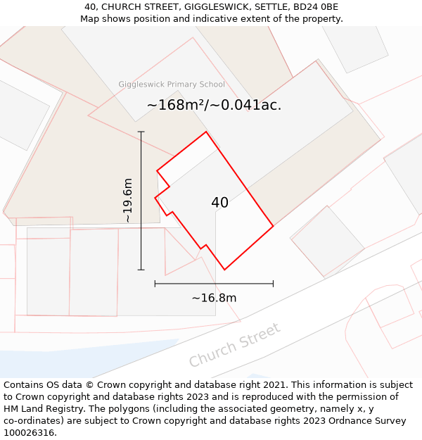 40, CHURCH STREET, GIGGLESWICK, SETTLE, BD24 0BE: Plot and title map