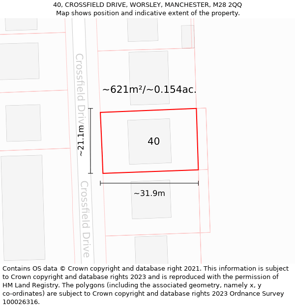 40, CROSSFIELD DRIVE, WORSLEY, MANCHESTER, M28 2QQ: Plot and title map