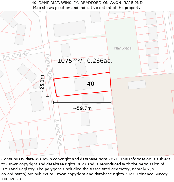 40, DANE RISE, WINSLEY, BRADFORD-ON-AVON, BA15 2ND: Plot and title map