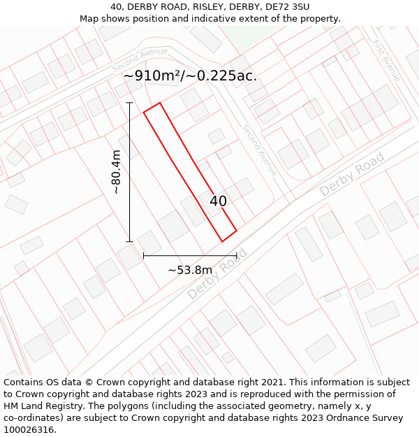 40, DERBY ROAD, RISLEY, DERBY, DE72 3SU: Plot and title map