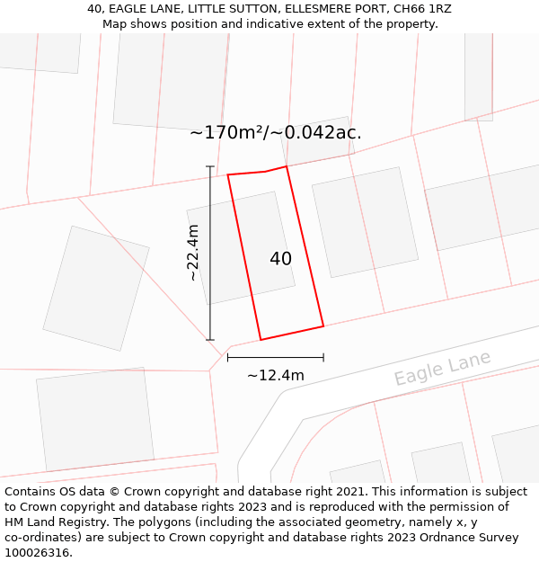 40, EAGLE LANE, LITTLE SUTTON, ELLESMERE PORT, CH66 1RZ: Plot and title map