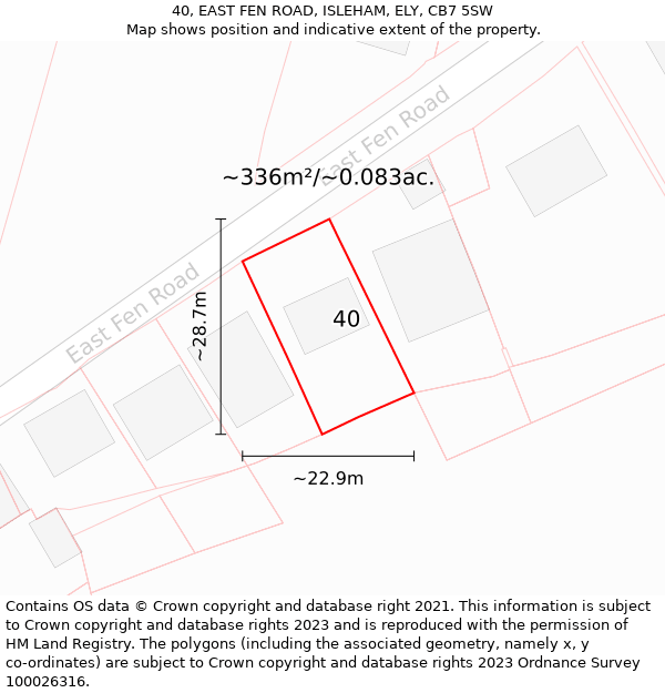 40, EAST FEN ROAD, ISLEHAM, ELY, CB7 5SW: Plot and title map