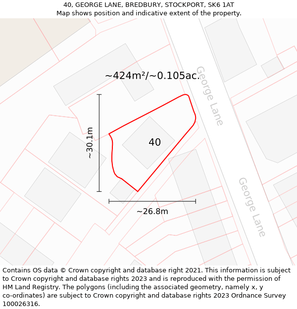 40, GEORGE LANE, BREDBURY, STOCKPORT, SK6 1AT: Plot and title map